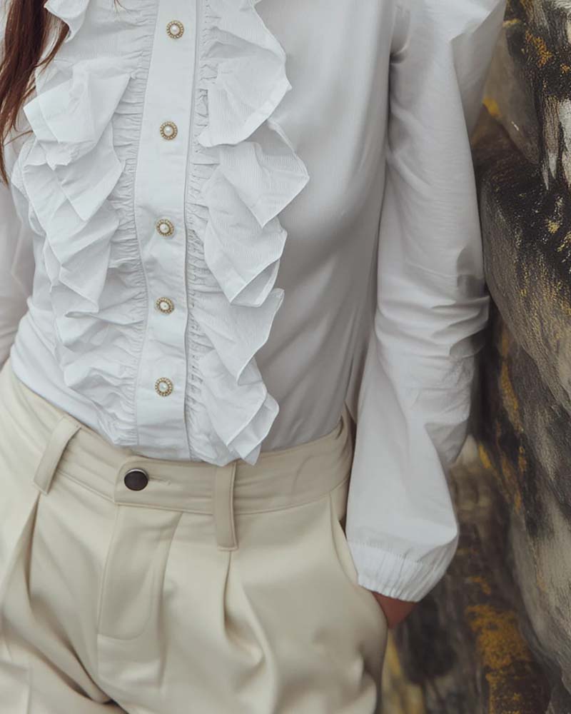 Blouse Dentelle Française Volant