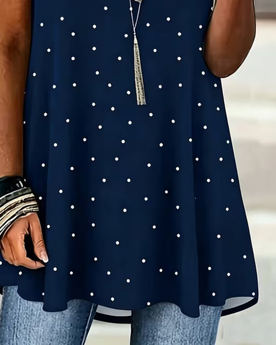 Chemisier Polka Dot A-Ligne Manche Courte