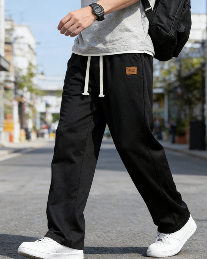 Pantalon Hommes Décontracté Cordon De Serrage Jambe Droite