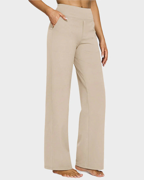 Pantalon Femme Taille Haute Extensible Décontracté Yoga Jambe Large