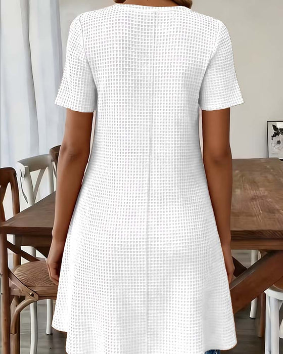 T-Shirt Gaufré Col Henley Midi