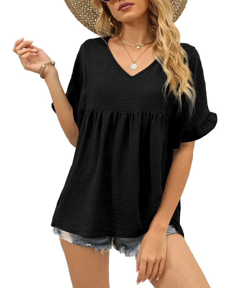 Blouse Décontractée Volant Coupe Loose