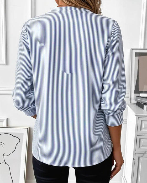 Blouse Rayée Patchwork Fermeture Éclair