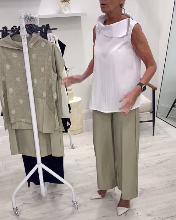 Costume Sans Manches Large Col Tendance