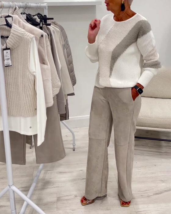 Pull Col Rond Confortable Décontracté