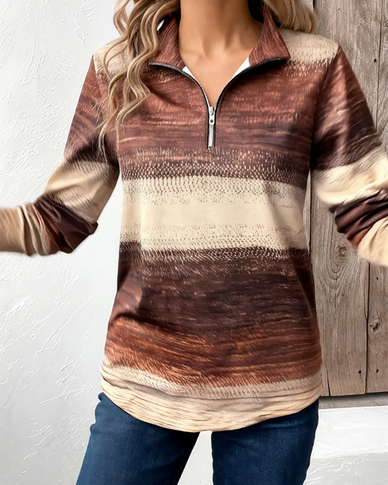 Sweat-Shirt Col Montant Demi-Zippé Dégradé