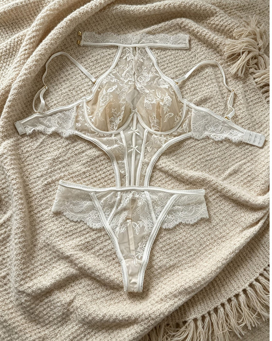 Lingerie Sheer Halter Bodysuit