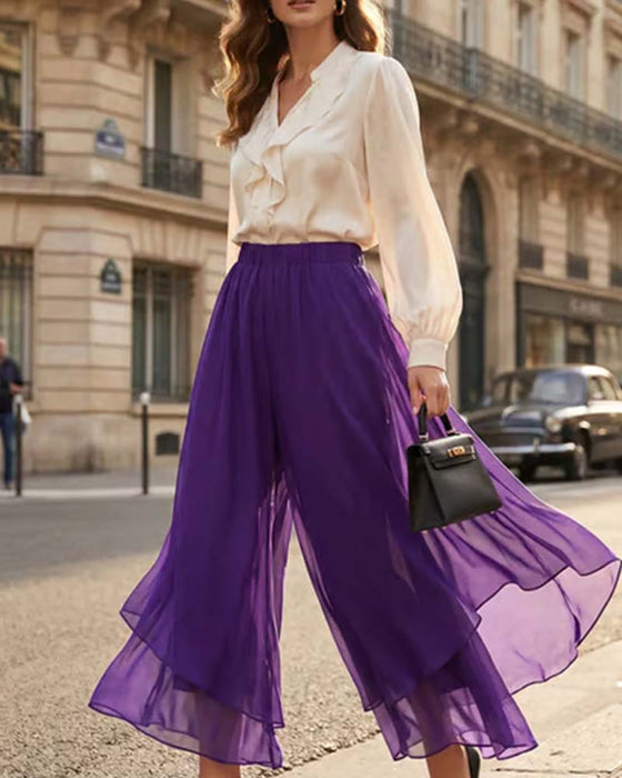Pantalon Ample Asymétrique Décontracté Jambe Large