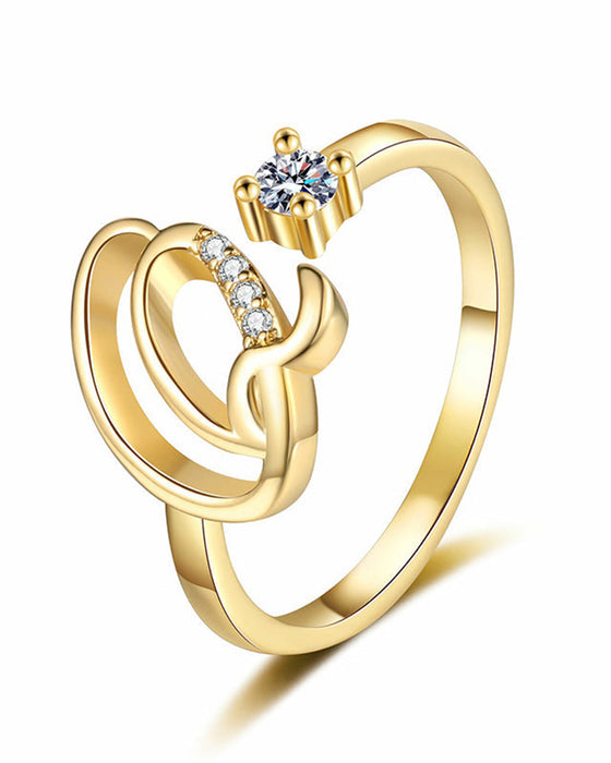 Bague Réglable Scintillante Avec Initiale Pour Femmes