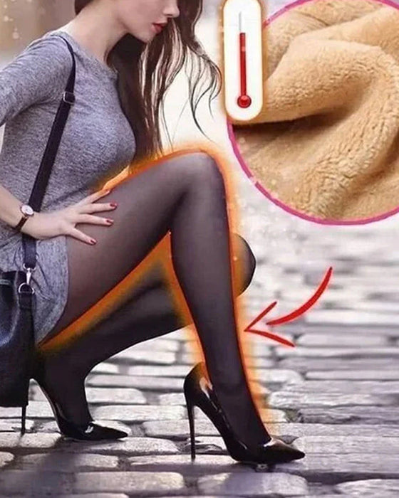 Collants élastiques doublés de peluche chaude translucide pour jambes impeccables