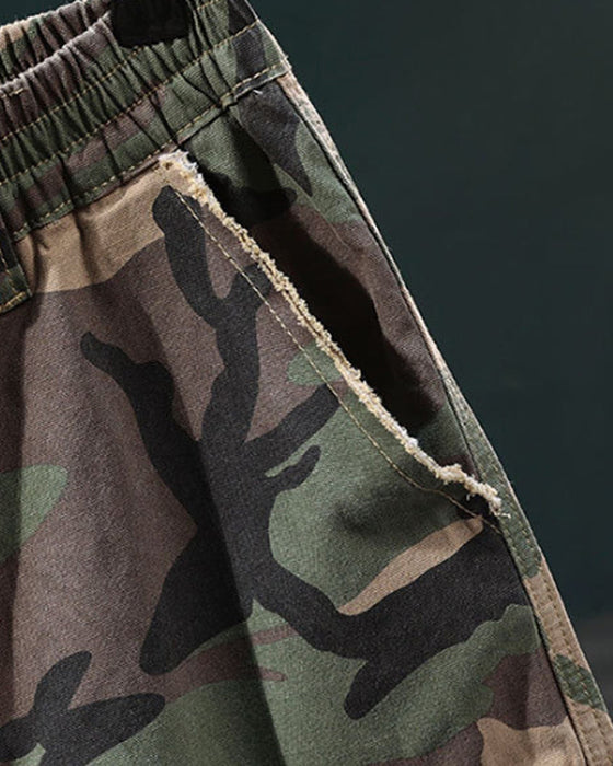 🔥 Short Cargo Camouflage À Clous Pour Homme