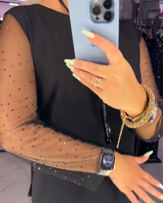 Robe Col Rond Mesh Transparent Couture