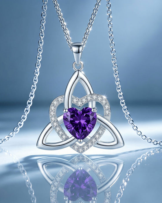 Collier Cœur Nœud Trinitaire Celtique Pierre De Naissance ✨ Pendentif Cœur Nœud Trinitaire Celtique Pierre De Naissance
