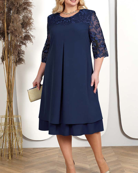 Robe décontractée ample en mousseline brodée