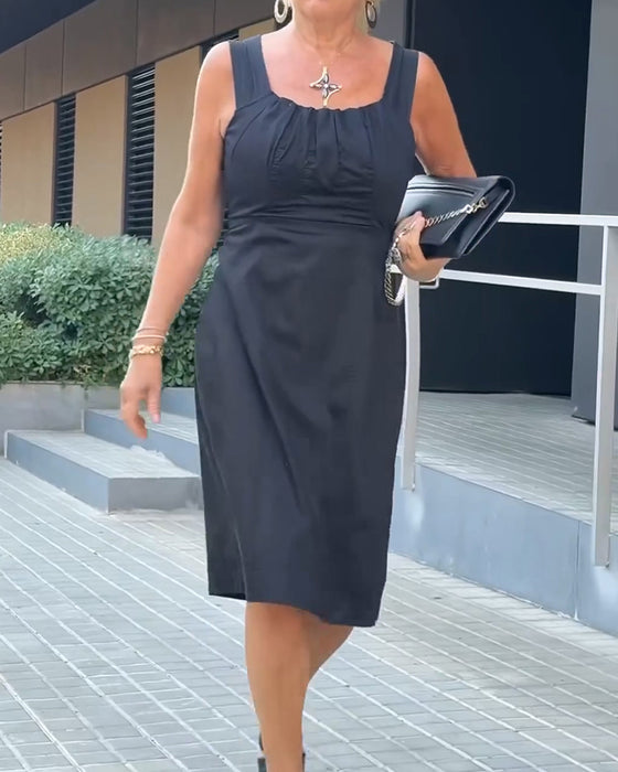 Robe Col Carré Uni