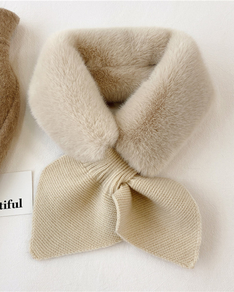 Écharpe En Fourrure Tricotée Patchwork À La Mode