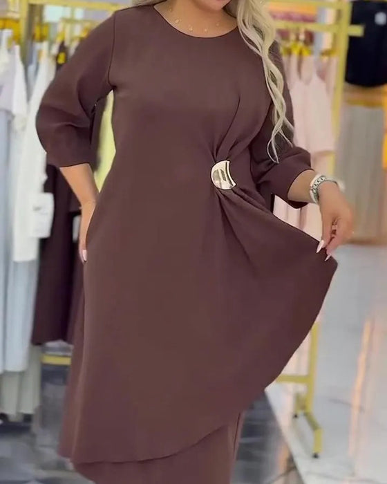 Robe Plus Size Élégante Twist Nœud