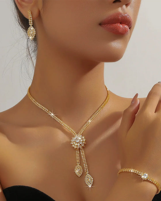 🌼✨ Parure De Bijoux Femme Fleur En Zircone