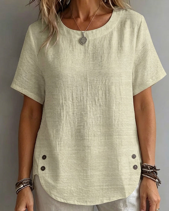 T-Shirt Col Rond Uni Simple 100% Coton