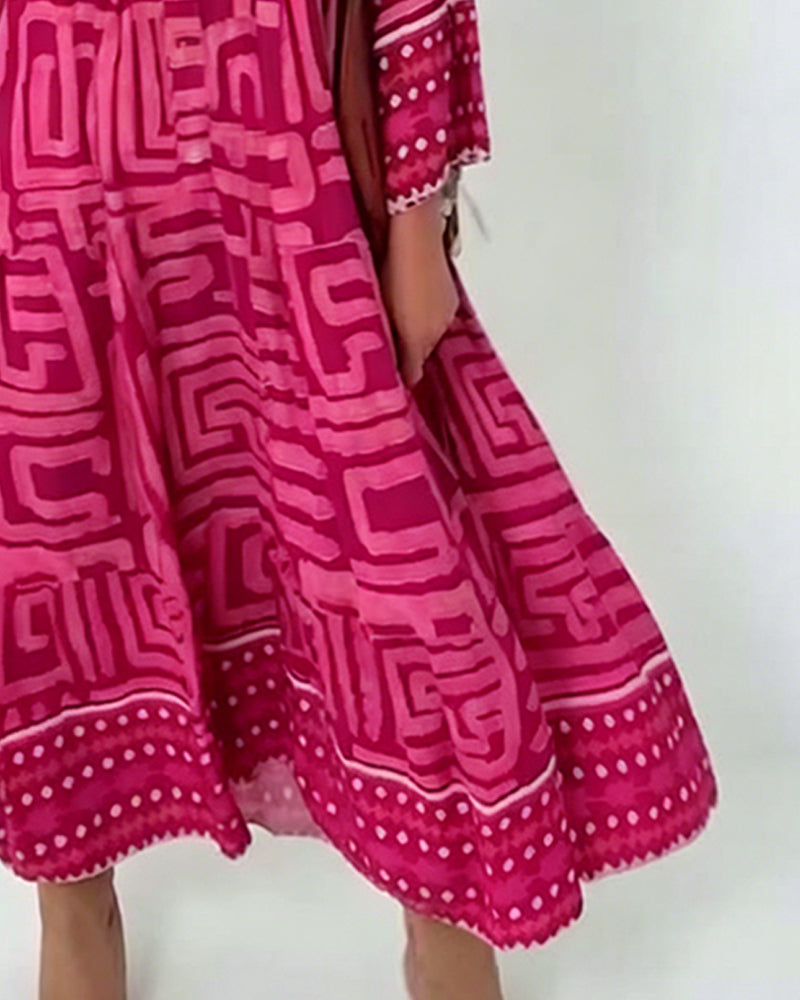 Robe Ethnique Imprimé Géométrique