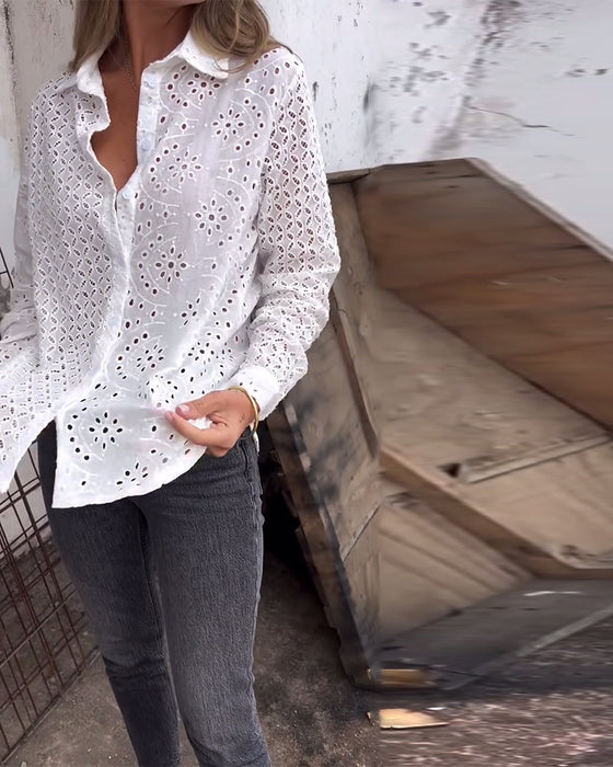 Chemise Manches Longues Revers Découpé