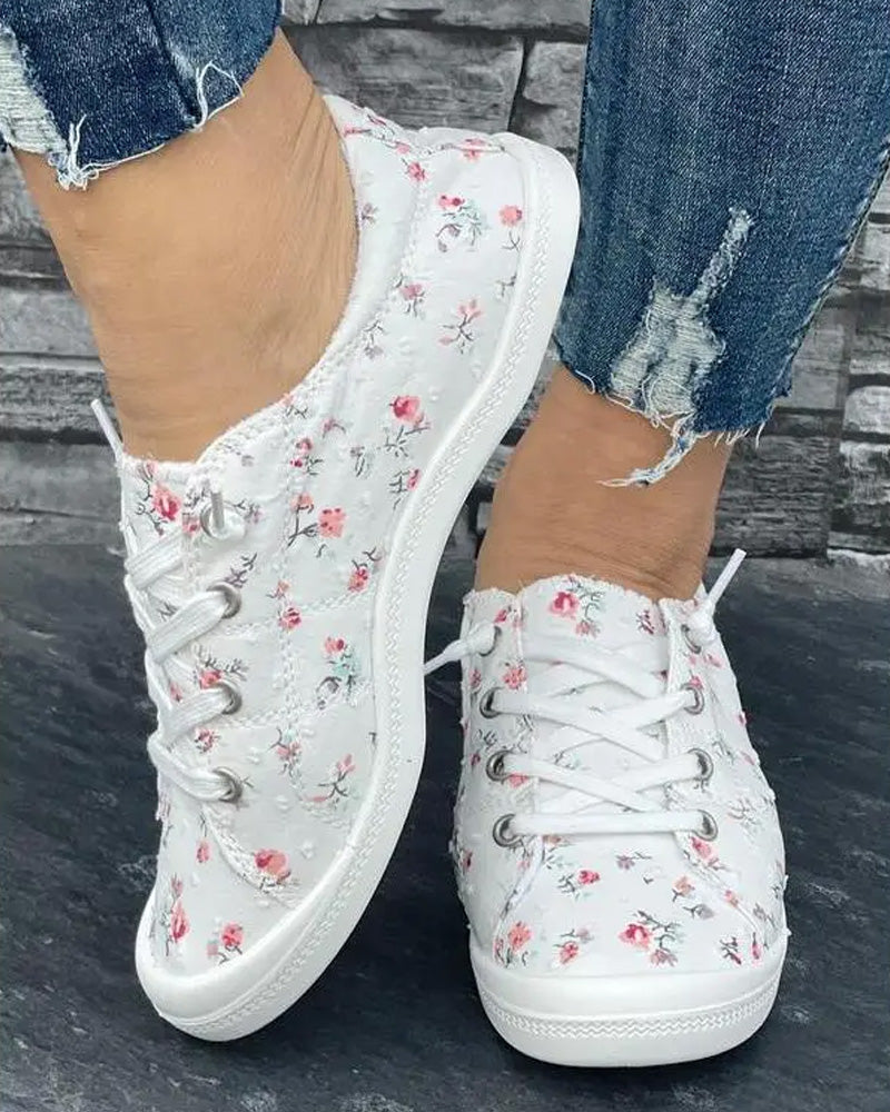 Chaussures Imprimé Floral Mode Décontracté Tissu