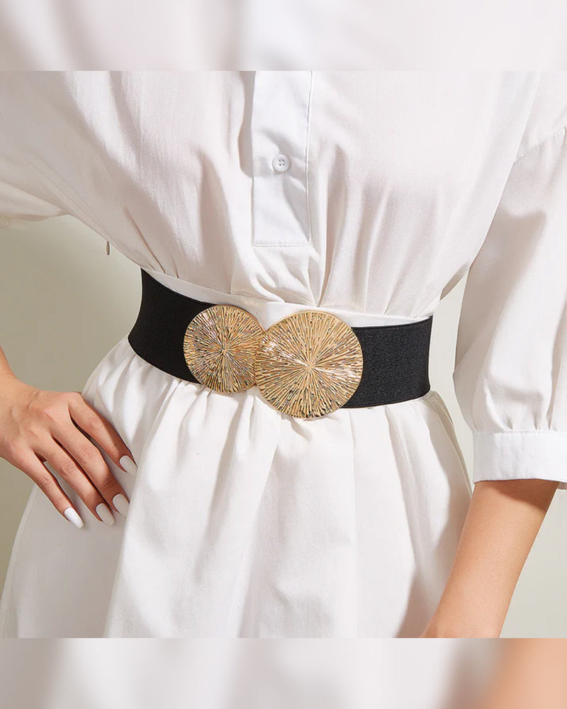 Ceinture Vintage Élastique Pour Femme Avec Boucle Dorée