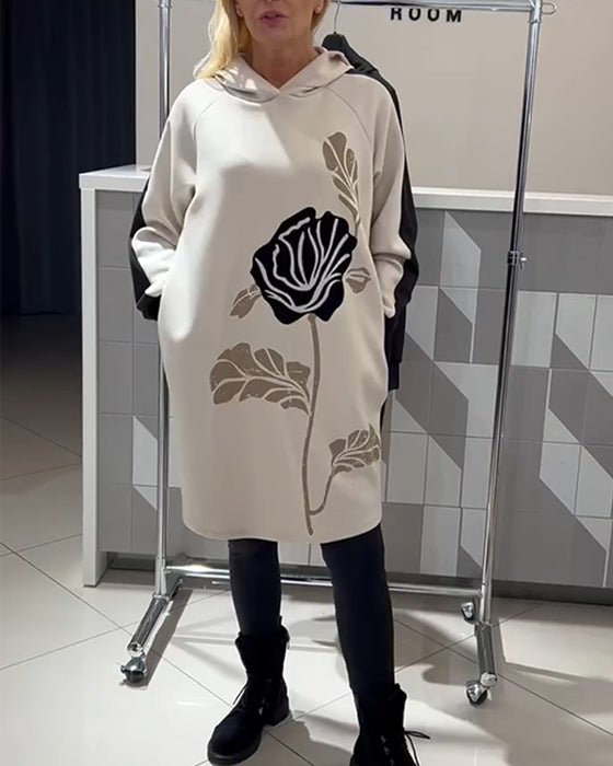 Robe À Capuche Color-Block Imprimé Floral