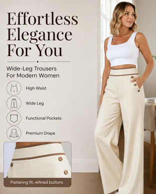 Pantalon Bouton Ligne Coupe Large Long