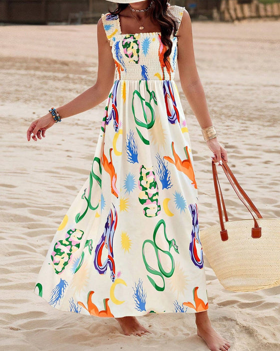 Robe sans manches à imprimé animal coloré