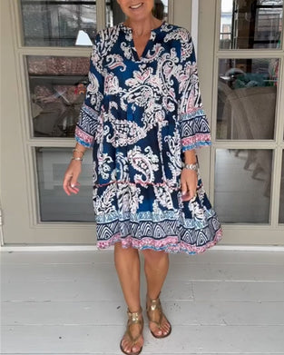 Robe à imprimé cachemire et encolure en V