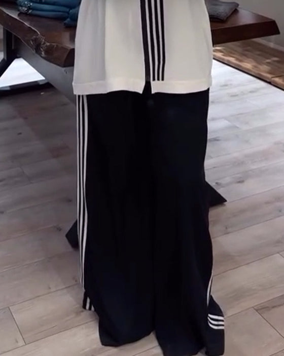 Ensemble deux pièces à capuche et rayures