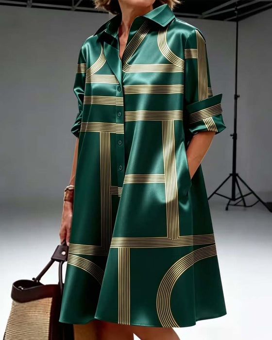 Robe Revers Ligne Imprimé Chemise