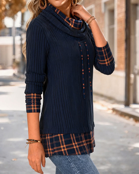 Haut Décontracté Tendance Avec Coutures Contrastées