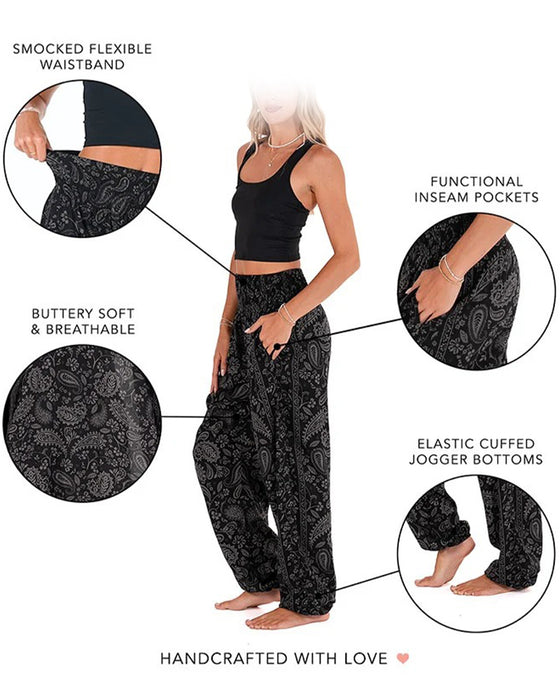 Pantalon Imprimé Style Ethnique À Poches Et Jambes Larges