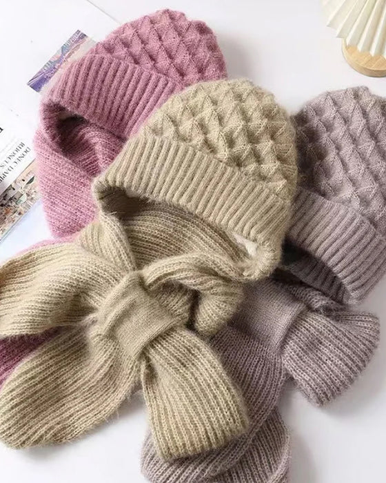 Hiver Polyvalent Tricoté À Capuche Écharpe Pour Femmes