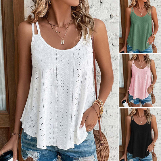 Top Cami Uni Avec Broderie Œillet