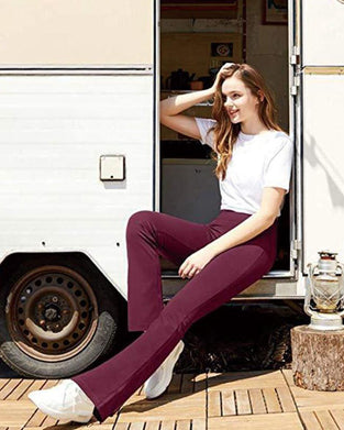 Pantalon Femme Taille Haute Jambe Évasée Yoga