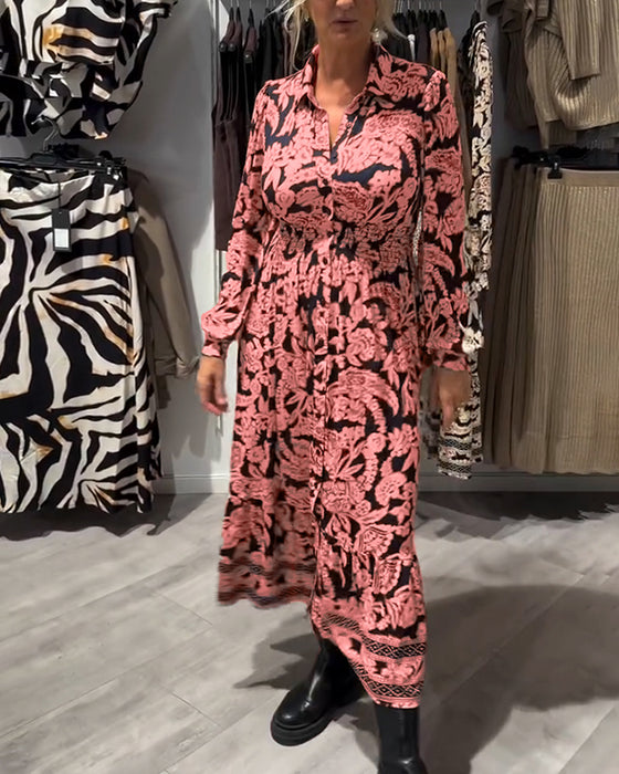 Robe De Mode À Col À Revers Imprimée