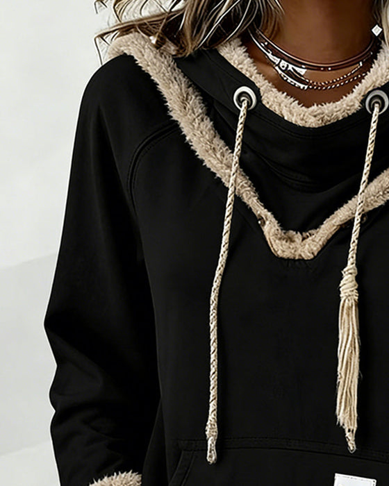 Sweat À Manches Longues À Détails Patchwork Et Poche