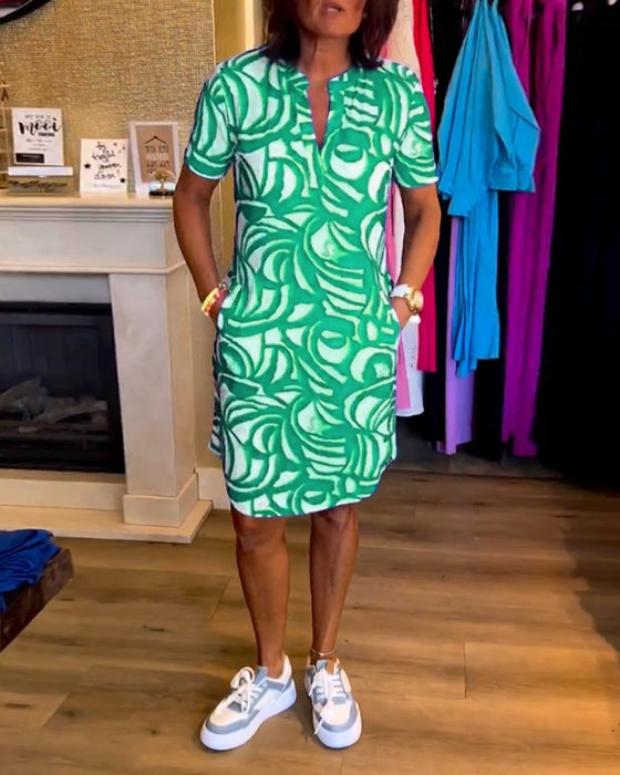 Robe imprimée décontractée à manches courtes