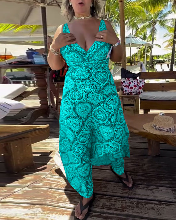 Maillot de Bain Sans Bretelles Cœur Imprimé Vacances