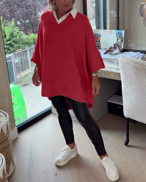 Pull Avec Caractéristiques Col V, Boutonné Et Asymétrique