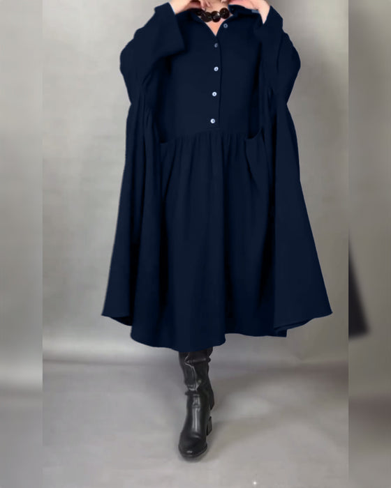 Robe Oversize En A Avec Col À Boutons