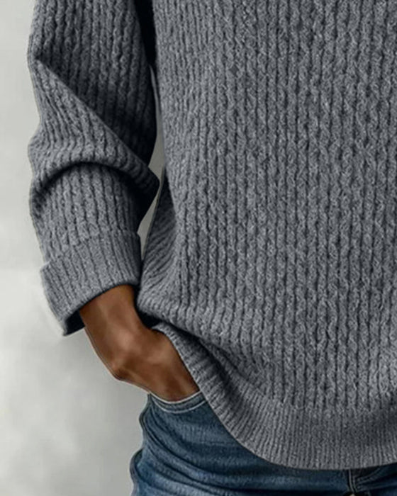 Sweat-shirt décontracté à manches longues, couleur unie