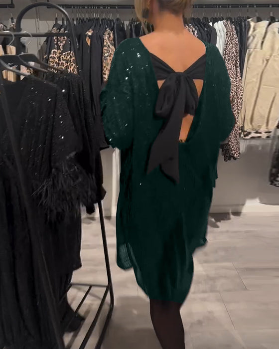 Robe Élégante Dos Nu À Bretelles Et Paillettes