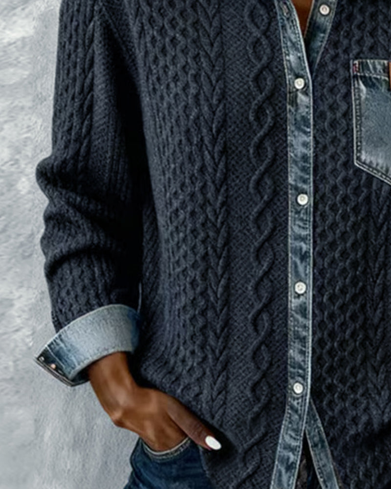 Chemise Manches Longues À Patchwork Jean