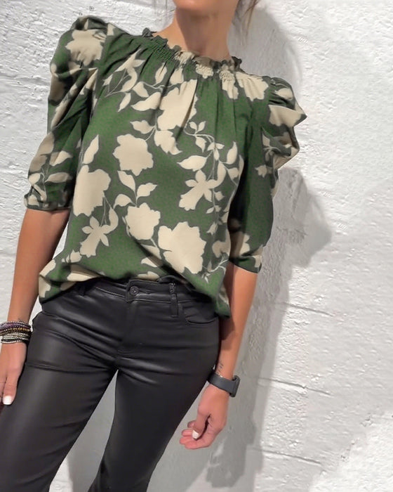 Blouse Manche Bouffante Volant