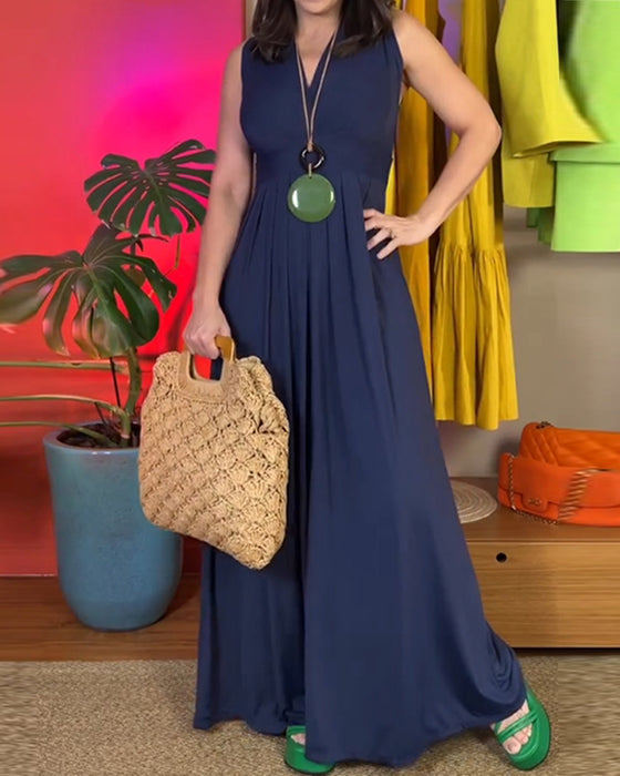 Robe longue slim élégante sans manches