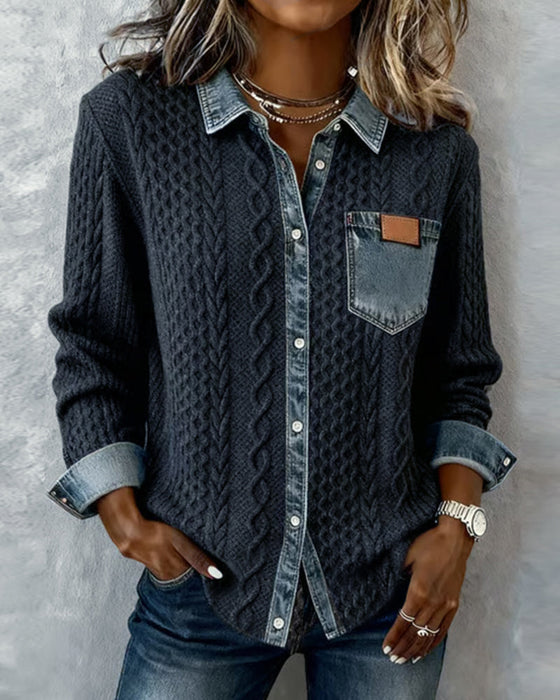 Chemise Manches Longues À Patchwork Jean